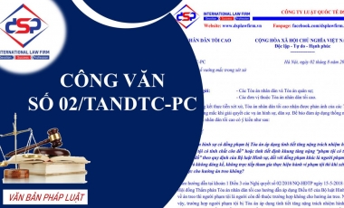 Công văn 02/TANDTC-PC về việc giải đáp một số vướng mắc trong xét xử Hoàng Thịnh Luật