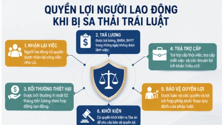 Quyền lợi người lao động khi sa thải trái luật xử lý thế nào theo Bộ luật Lao động 2019